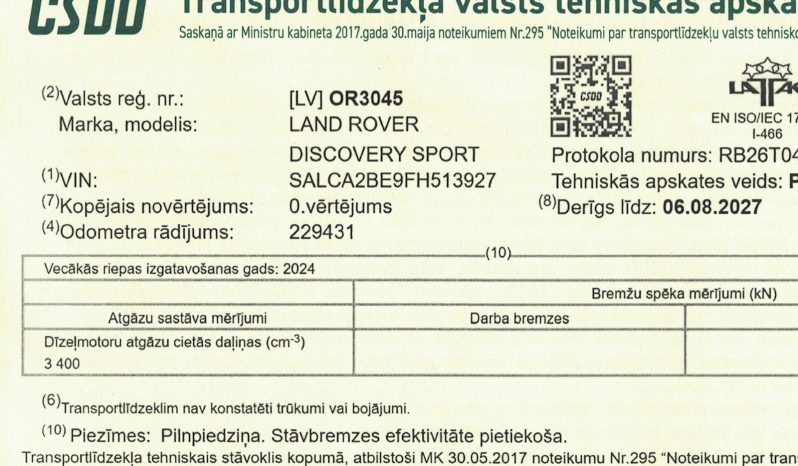 Tikko ievests- Land Rover Discovery Sport 2.2 Sd4 Hse(140Kw-190Z/s) Dīzelis 4Wd Pilnpiedziņa ar automātisko ātrumkārbu. full