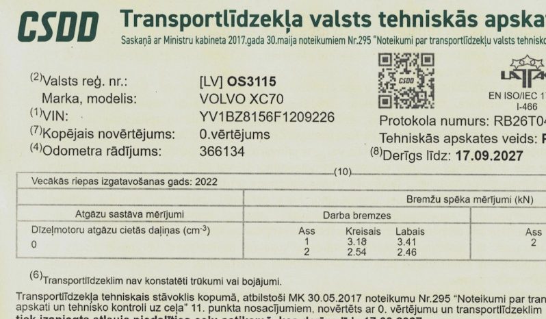 Tikko ievests-Volvo XC70  2.4 Dīzelis Awd (4×4) Pilnpiedziņa ar automātisko ātrumkārbu. full